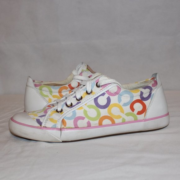 Coach Signature Logo Barrett Women's Canvas Sneaker Shoe Multicolored Size 9B - Picture 2 of 13